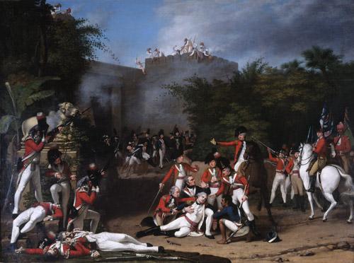 Robert Home The Death of Colonel Moorhouse at the Storming of the Pettah Gate of Bangalore oil painting image